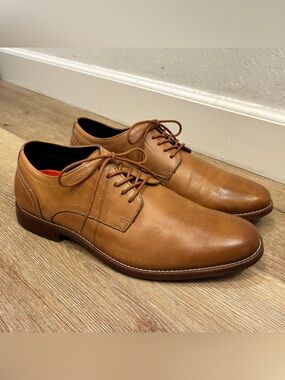 Rockport Style Purpose Plain Toe Oxford Brown Leather Men’s Shoes US 10.5 EU44.5